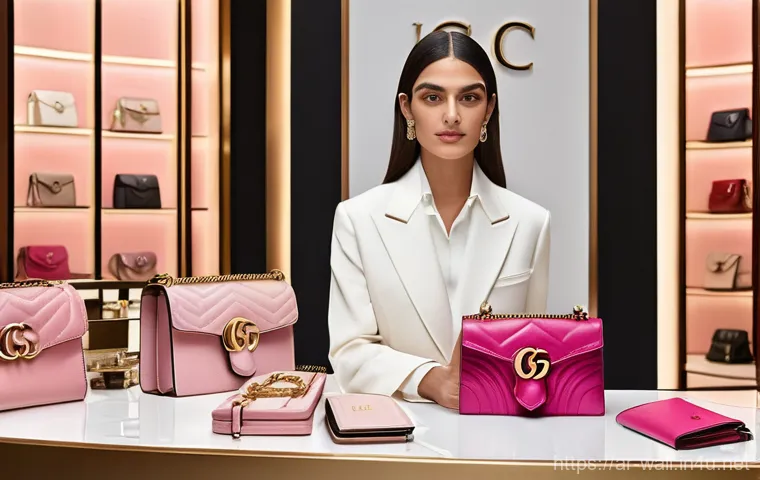 구찌 재키 카드 지갑과 GG 마몬트 비교 - **Prompt for GG Marmont Cardholder: "Modern Vibrancy in a Dynamic Cityscape"**
    "A stylish young ...