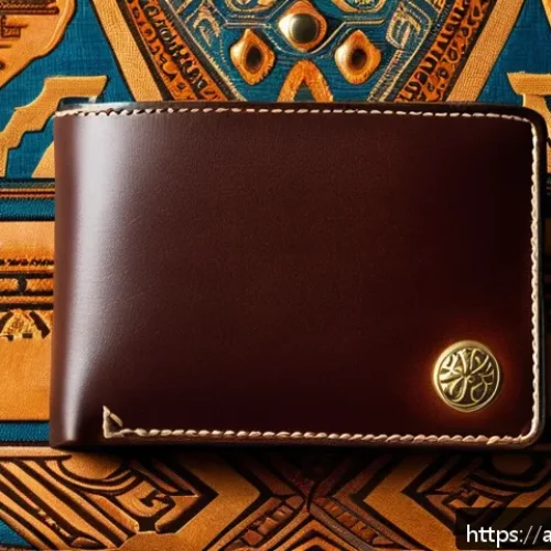 브랜드별 지갑 세일 정보 - A stylish, elegant classic leather wallet made from genuine natural leather, displayed on a traditio...